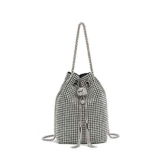 Fashion new rhinestone lantern bead bag chain diamond crossbody women's bag