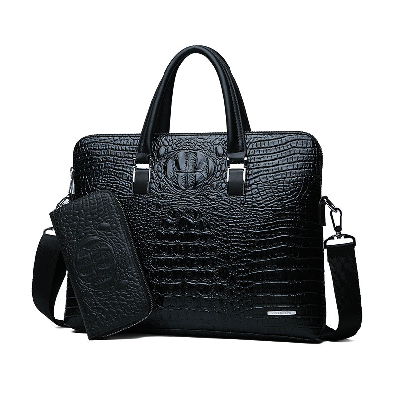 Men's bag large capacity new business crocodile pattern handbag one shoulder document computer gift bag men's bag