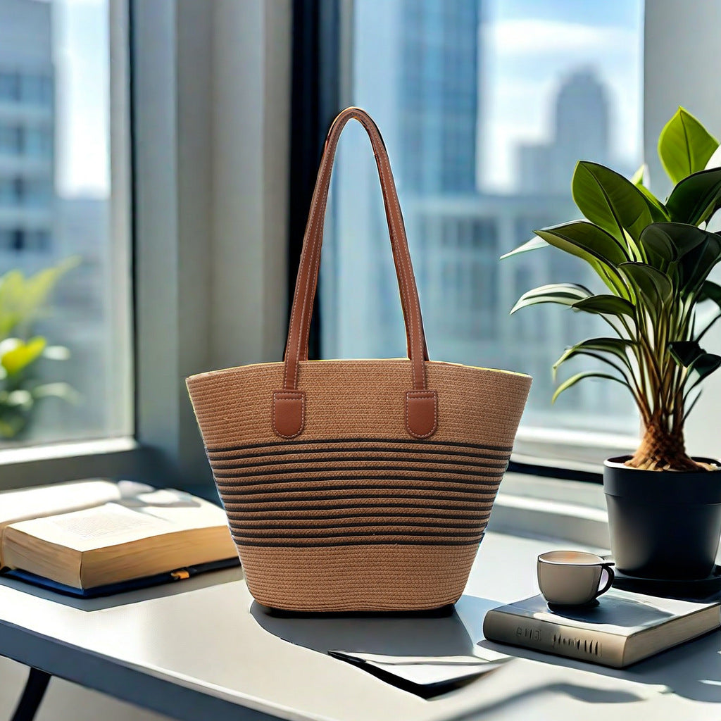 Summer straw bag women's large capacity seaside tote bag vegetable basket new beach bag shoulder underarm bag handbag