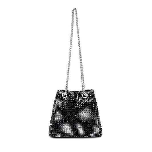 High-grade rhinestone fashionable chain bag design bucket bag large capacity crossbody bag commuting colorful handbag for women