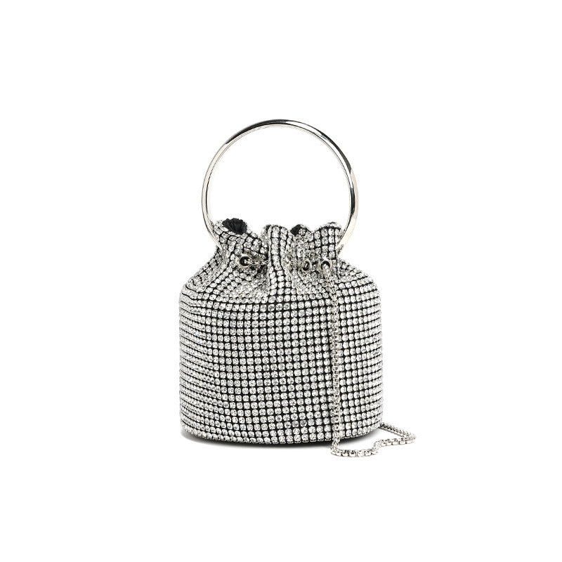 Spring new fashion chain diamond shoulder crossbody bucket bag