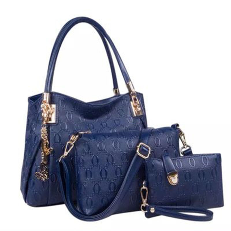 Women's bag new retro fashion embossed three-piece mother and child bag shoulder crossbody handbag