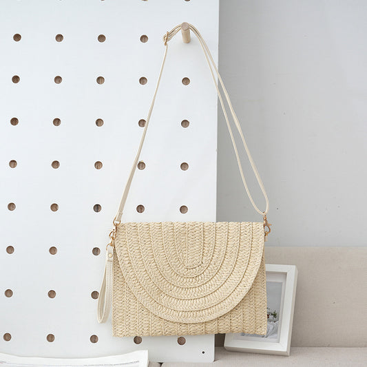 Straw bag for women new mobile phone woven bag seaside holiday leisure shoulder messenger bag