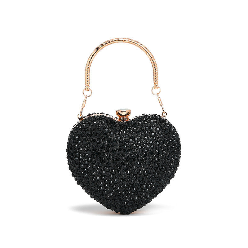 Rhinestone bag women's winter new style fashionable all-match mini love shoulder crossbody evening bag