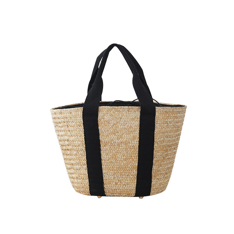 New style niche basket straw bag women's casual beach bag woven bag holiday all-match handbag women's bag