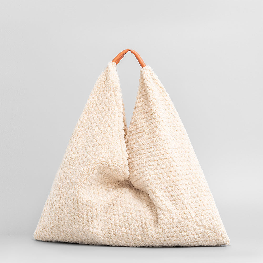 Autumn and winter plush triangle dumpling bag underarm bag daily commuting handbag shoulder bag women