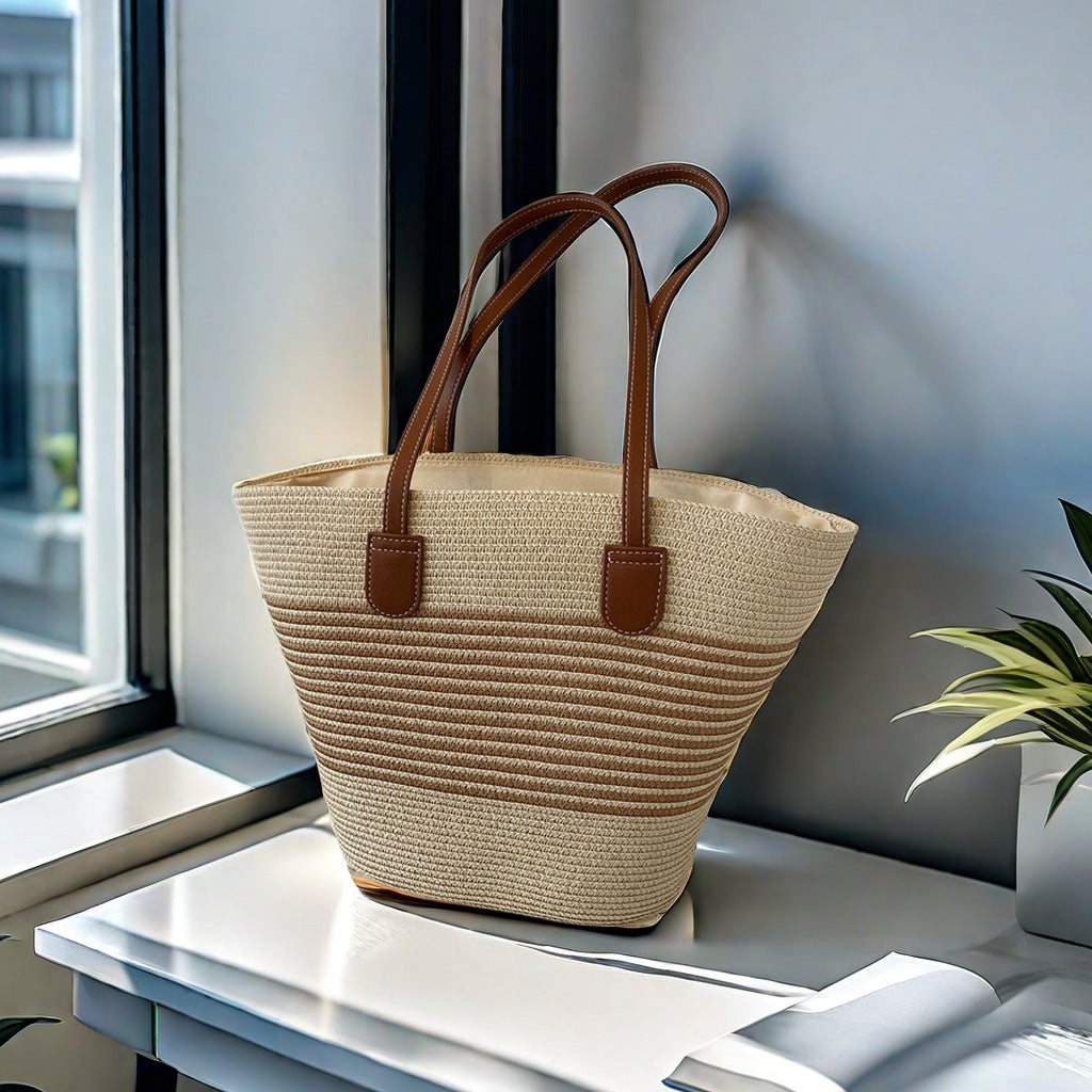 Summer straw bag women's large capacity seaside tote bag vegetable basket new beach bag shoulder underarm bag handbag