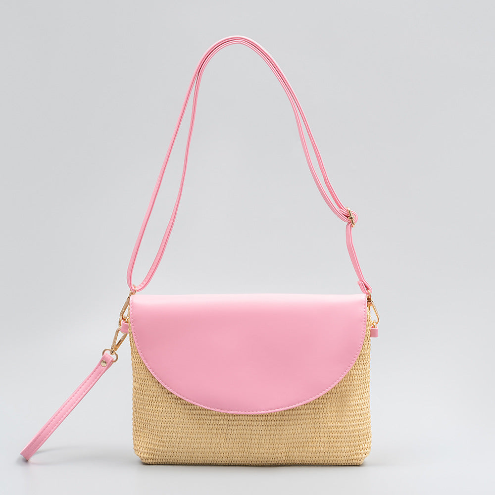 Hand-held straw woven bag with detachable shoulder strap shoulder bag seaside beach vacation pp straw woven bag women