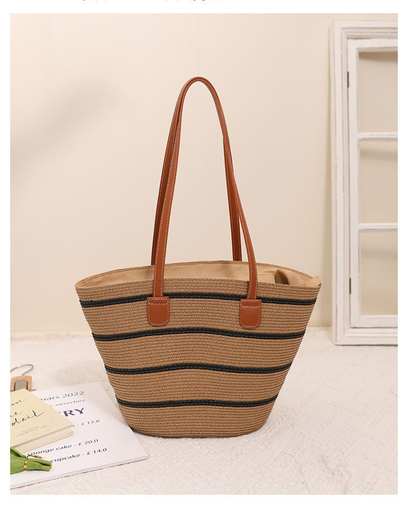 Summer straw bag women's large capacity seaside tote bag vegetable basket new beach bag shoulder underarm bag handbag