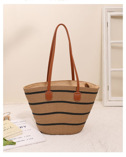 Summer straw bag women's large capacity seaside tote bag vegetable basket new beach bag shoulder underarm bag handbag