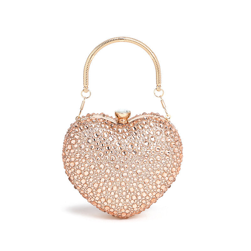 Rhinestone bag women's winter new style fashionable all-match mini love shoulder crossbody evening bag