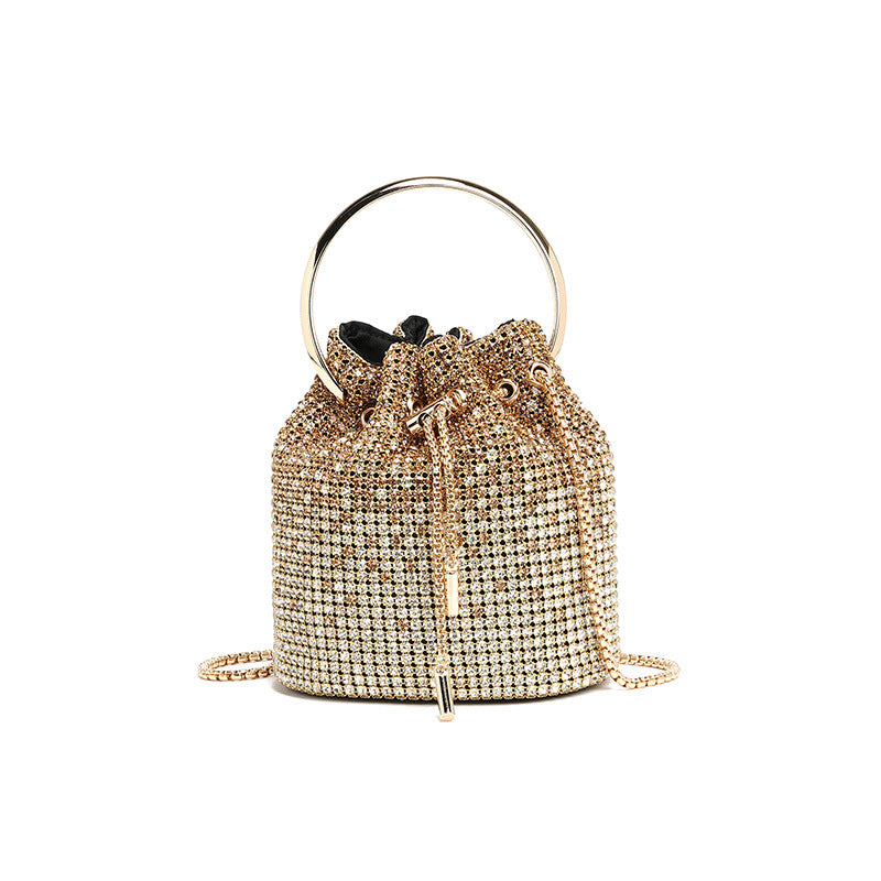 Spring new fashion chain diamond shoulder crossbody bucket bag