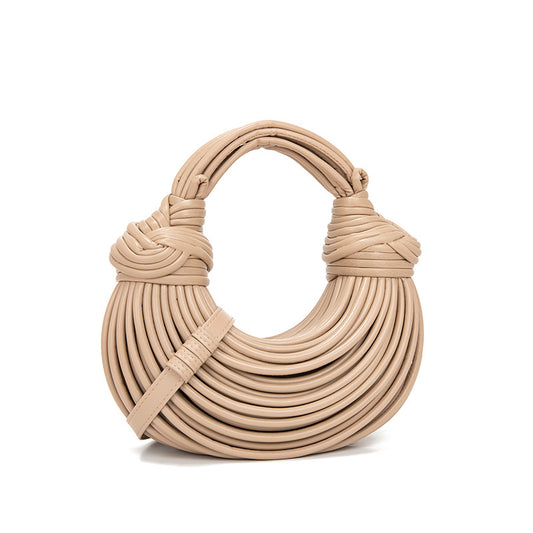 Hand-woven PU hand-held crescent women's bag knotted noodle bag hand-held crossbody cloud underarm bag wholesale