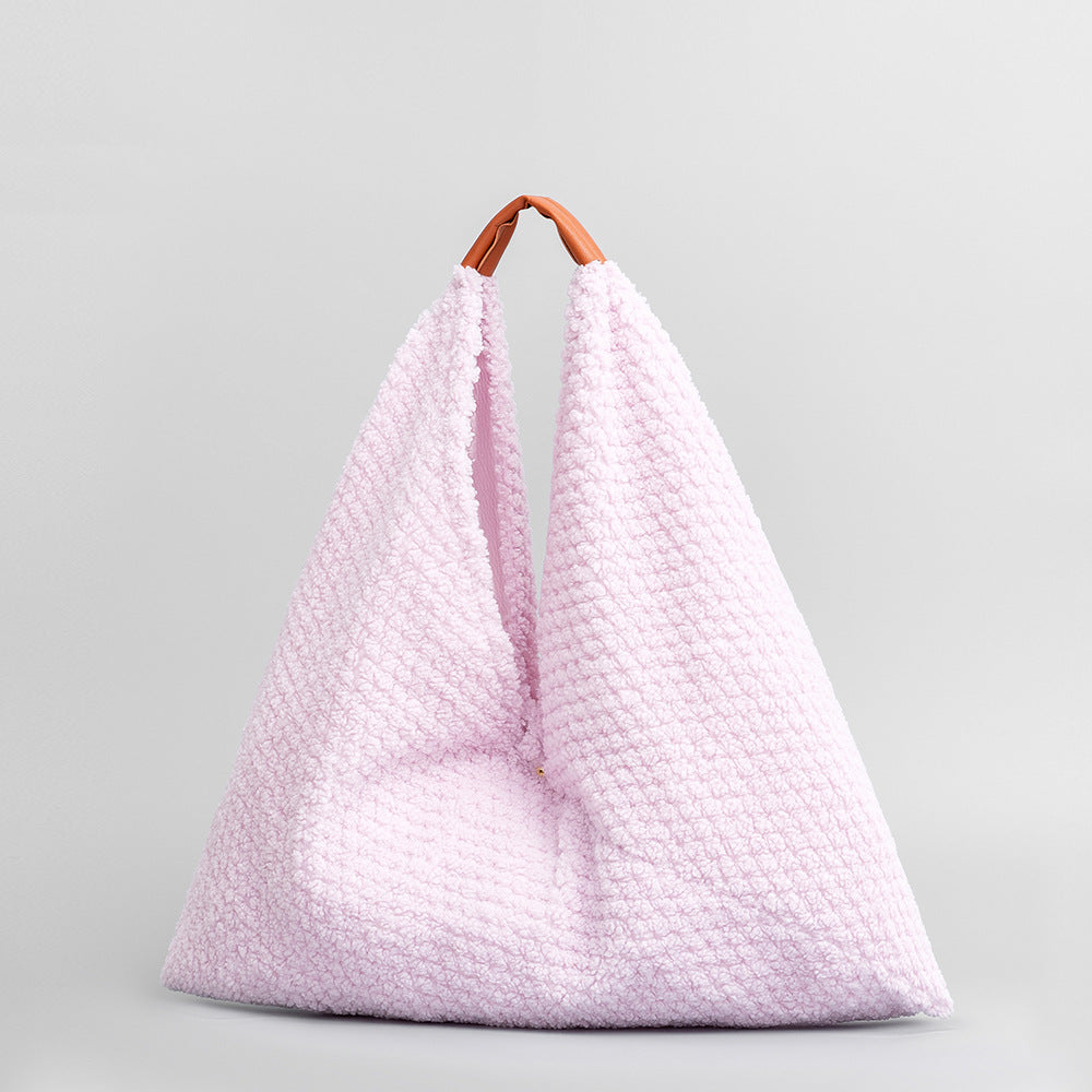 Autumn and winter plush triangle dumpling bag underarm bag daily commuting handbag shoulder bag women