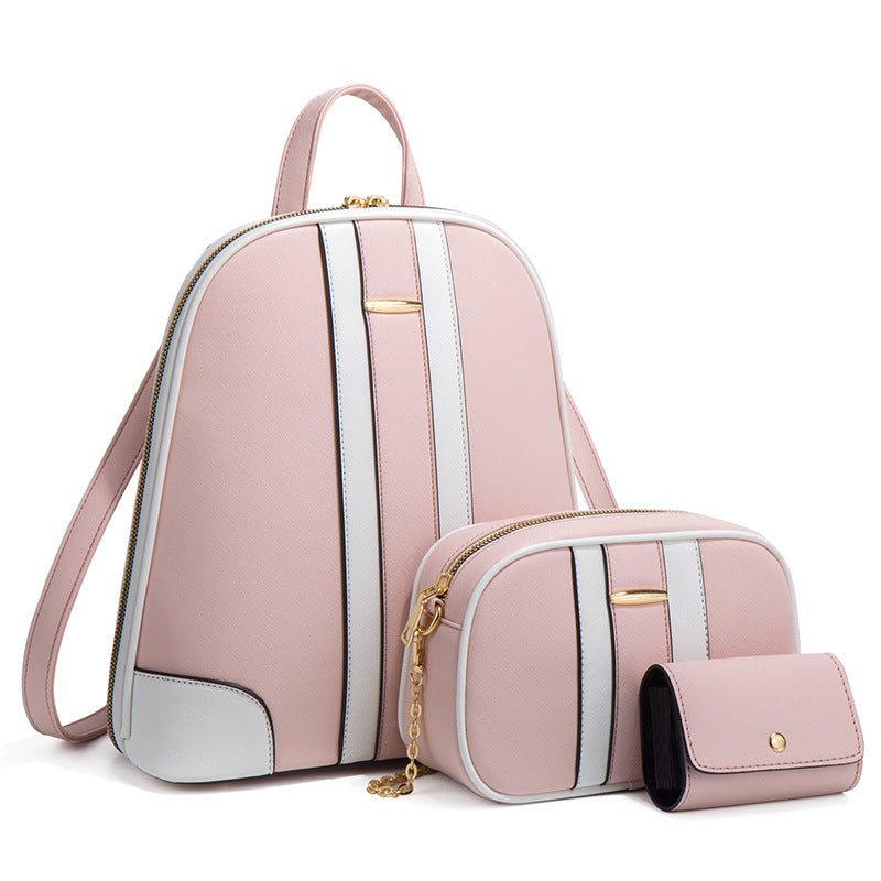 Fashion backpack, simple shoulder and crossbody bag, large capacity mother-and-child bag, large bag, medium bag, wallet, buy one and get three