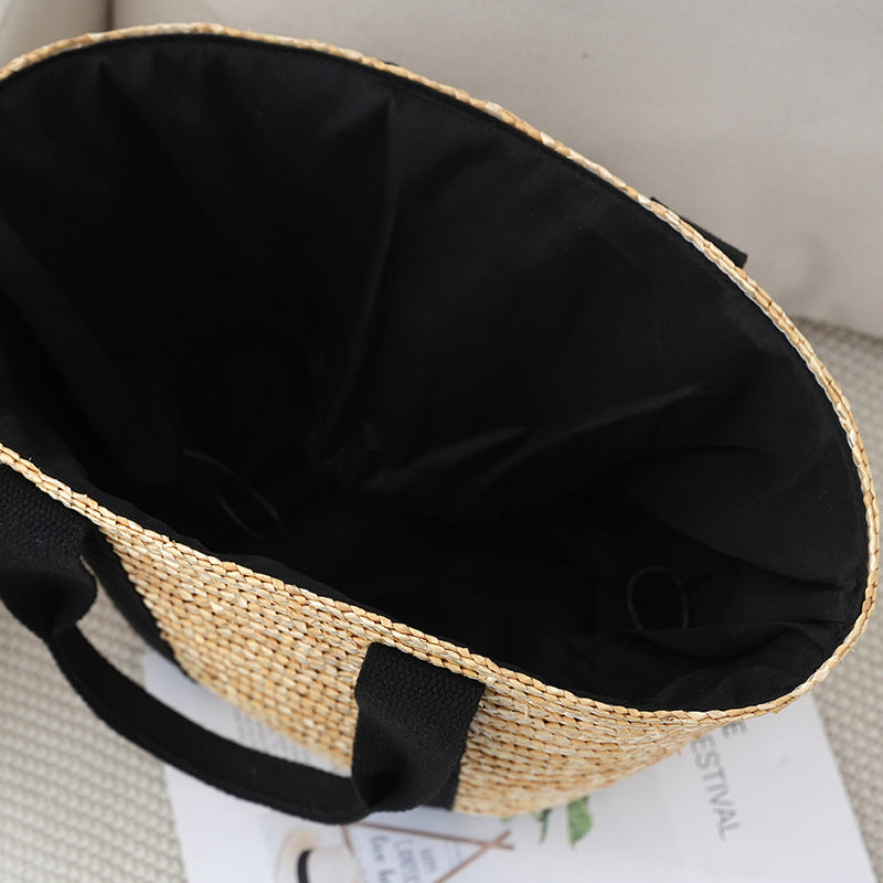 New style niche basket straw bag women's casual beach bag woven bag holiday all-match handbag women's bag