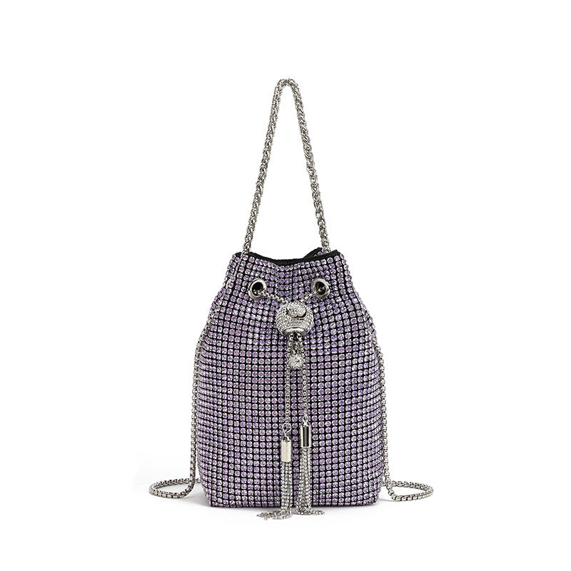 Fashion new rhinestone lantern bead bag chain diamond crossbody women's bag