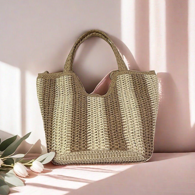 Hand-woven bags for women new shoulder bags large capacity tote bags beach vacation straw bags