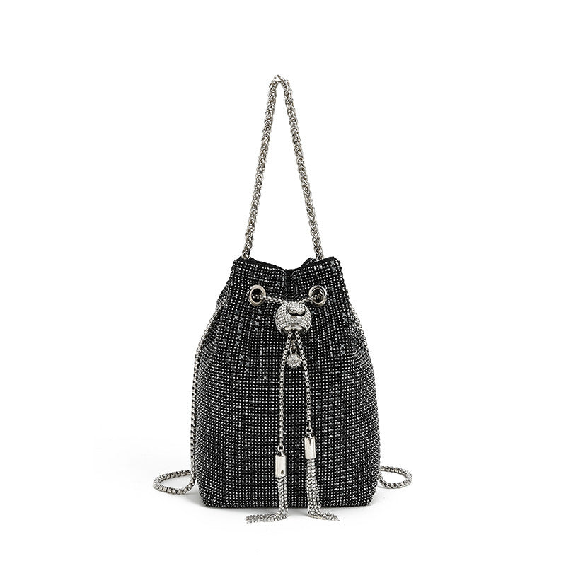 Fashion new rhinestone lantern bead bag chain diamond crossbody women's bag