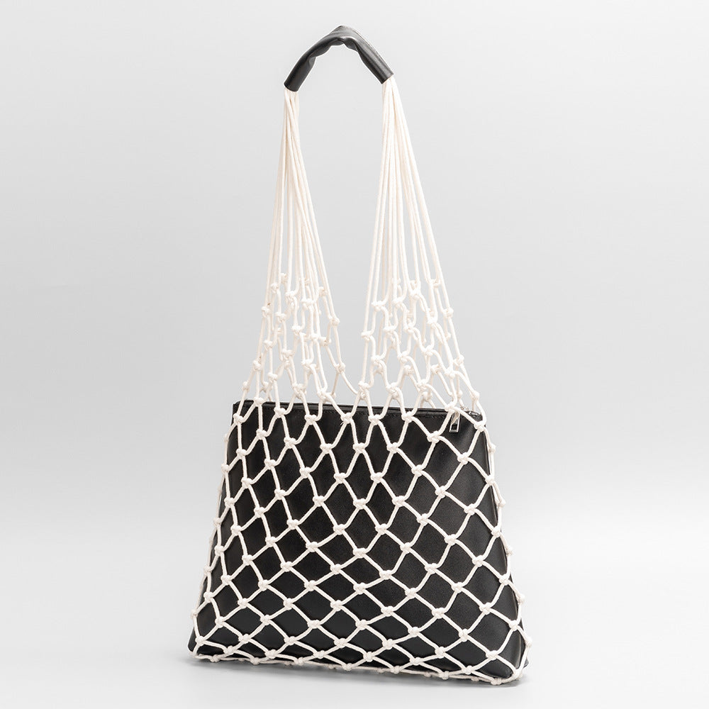 Hand-woven bag seaside beach vacation net bag fishing net bag single shoulder hand-held cotton thread bag