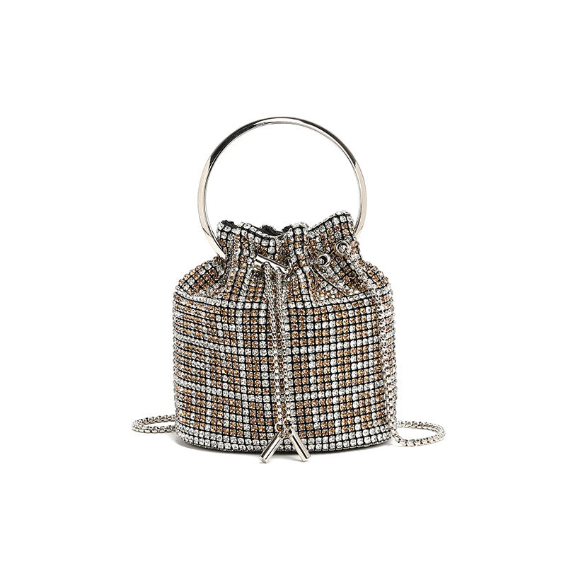 Spring new fashion chain diamond shoulder crossbody bucket bag