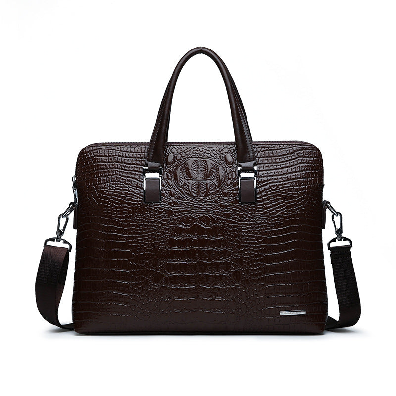 Men's bag large capacity new business crocodile pattern handbag one shoulder document computer gift bag men's bag