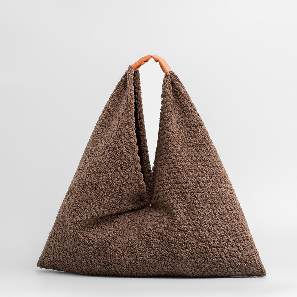 Autumn and winter plush triangle dumpling bag underarm bag daily commuting handbag shoulder bag women