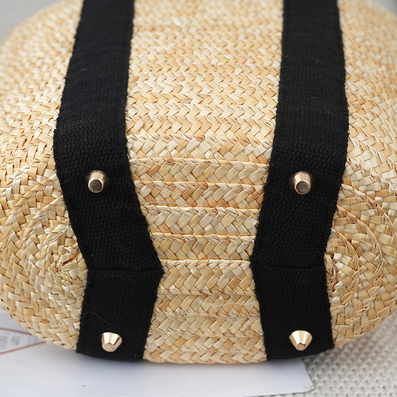 New style niche basket straw bag women's casual beach bag woven bag holiday all-match handbag women's bag