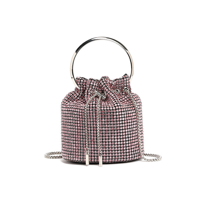 Spring new fashion chain diamond shoulder crossbody bucket bag