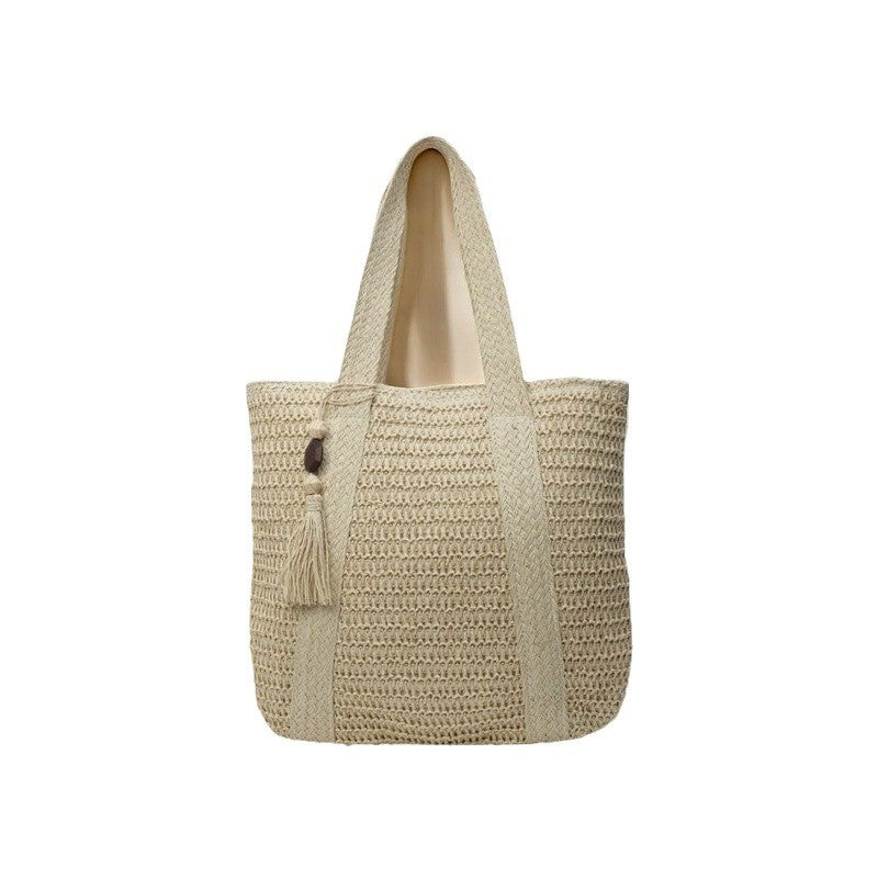 Women's bag simple large capacity lightweight woven bucket beach bag trendy straw new style portable shoulder bag