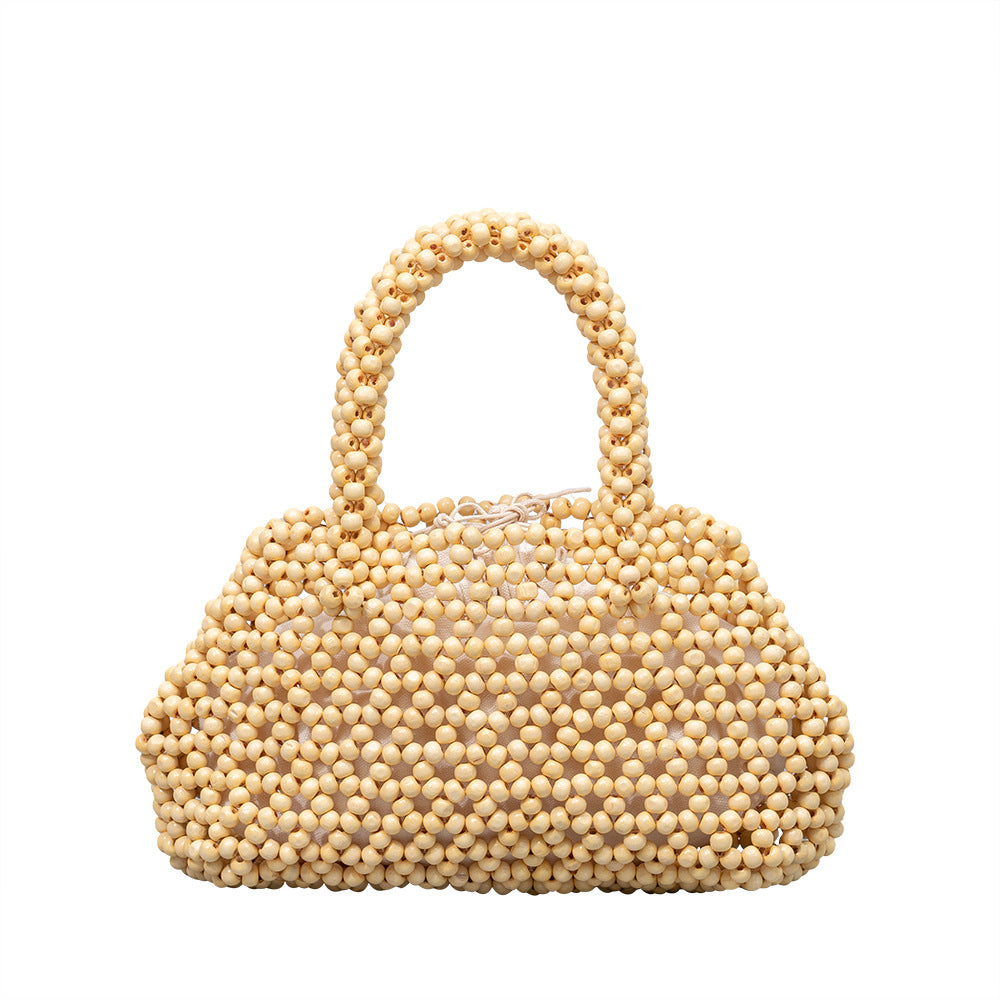 Wooden beads small square bag hand-woven bag niche design high-end commuter handbag