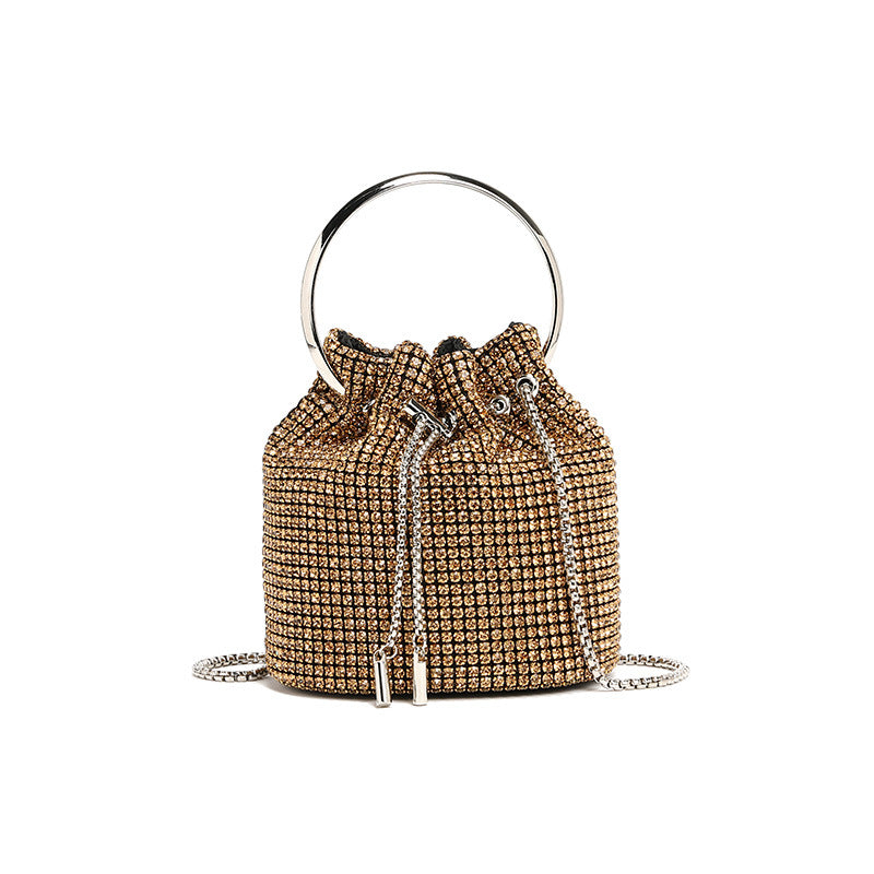 Spring new fashion chain diamond shoulder crossbody bucket bag