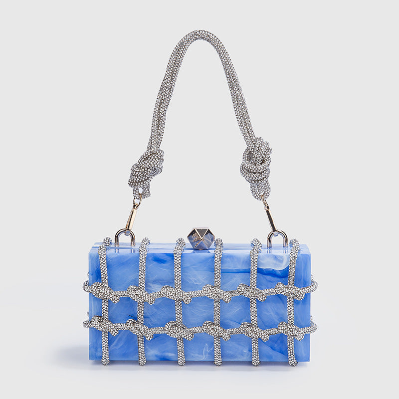 Spring and summer acrylic transparent storage box banquet hand-woven rope small square bag underarm handbag bag